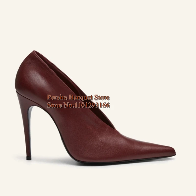 الحديثة زيبرا شريط عميق الخامس عالية الكعب مضخات أشار تو الانزلاق على بولي Leather الجلود الخامس نمط غطاء الكعوب النساء فستان أحذية أسود أبيض #5