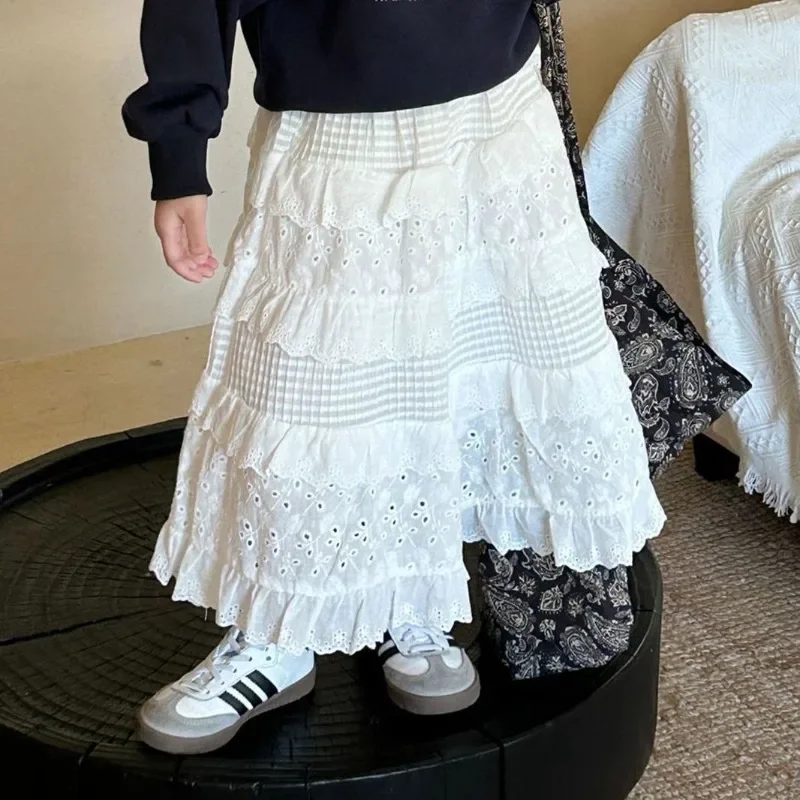 

Kids' Crewneck Hoodie Lace Skirt Set Cartoon Print A Line Two Piece Outfit for Toddler Girls Spring Autumn Fashion Hot Sale