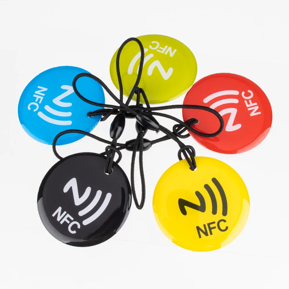 10pcs NFC Tags for All NFC Enabled Phones Ntag213 Epoxy RFID Card 13.56MHz Token with Rope Waterproof