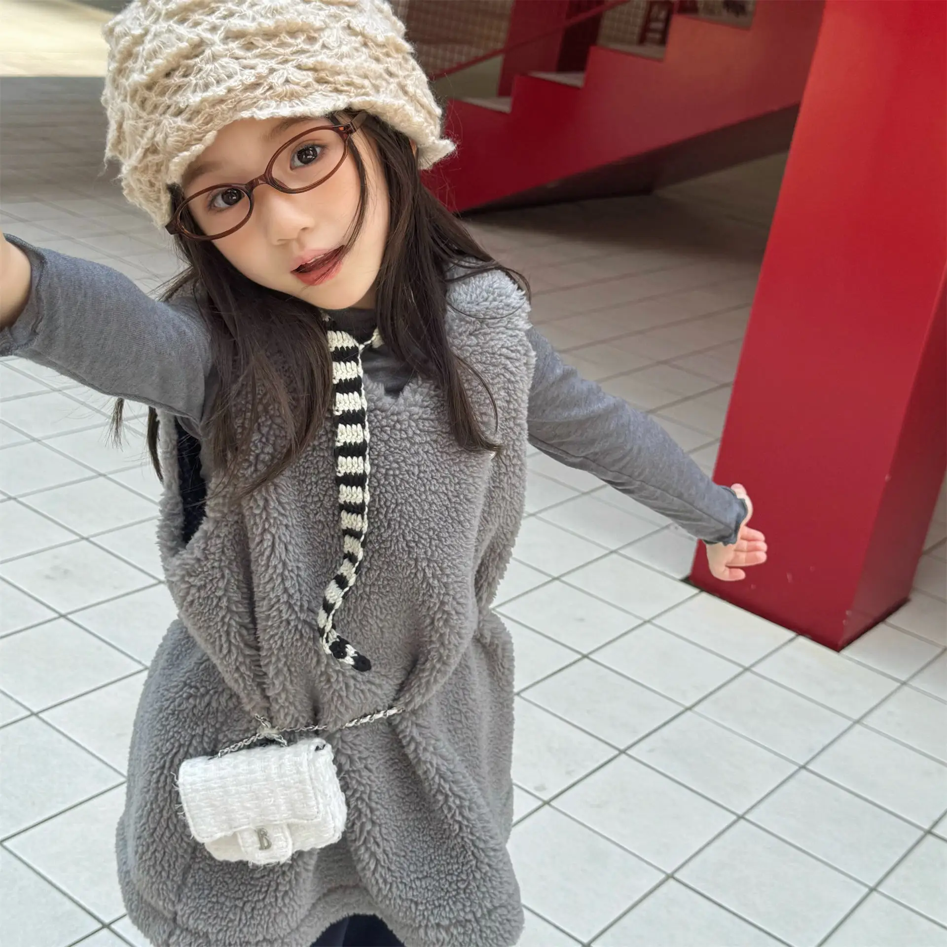 

2025 Winter New Children Sleeveless Dress Solid Girls Berber Fleece Vest Dress Baby Thick Warm Dress Kids Casual Vest Tops