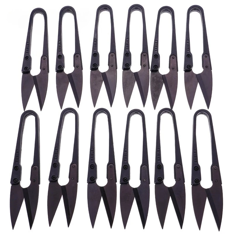 

Small Scissors Sewing Scissors Stainless Steel Black Carbon Steel U Shaped Elastic Folding For Clothing Thread Cutter Trimming