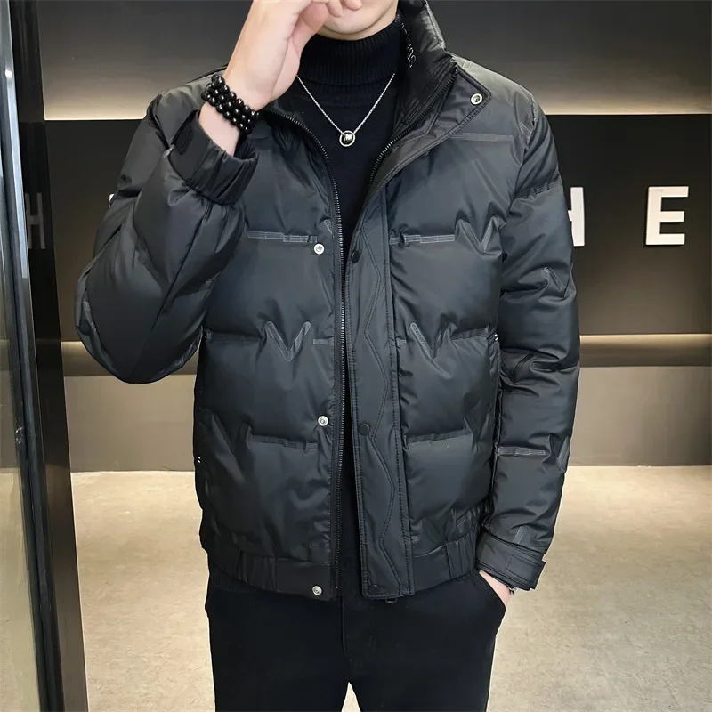 Luxury Winter Down Jackets Men Jacket Warm Canada Short Down Coat Long Sleeve Tops Stand-up Collar Windproof Outerwear Solid