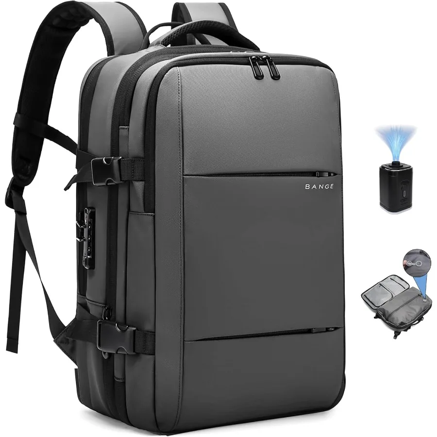 بانج فراغ ضغط حقيبة السفر 60L حقائب ظهر قابلة للتوسيع مع مضخة هواء مقاوم للماء ومضاد للسرقة حقيبة كمبيوتر محمول ل مرحبا #1
