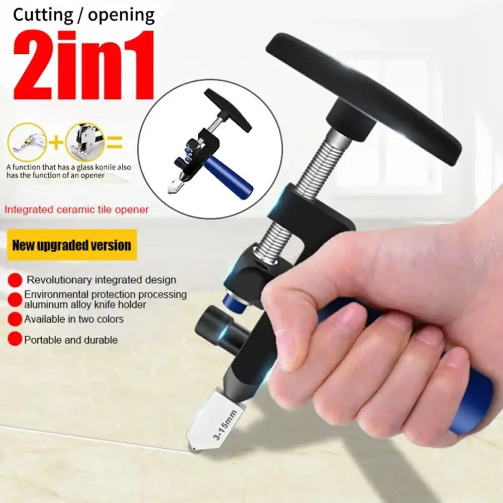 

2 In 1 Portable Glass Tile Cutter Ceramic Tile Glass Cutting Accessories Diamond Tool Cutter Roller Multifunctional One-pie T6z8