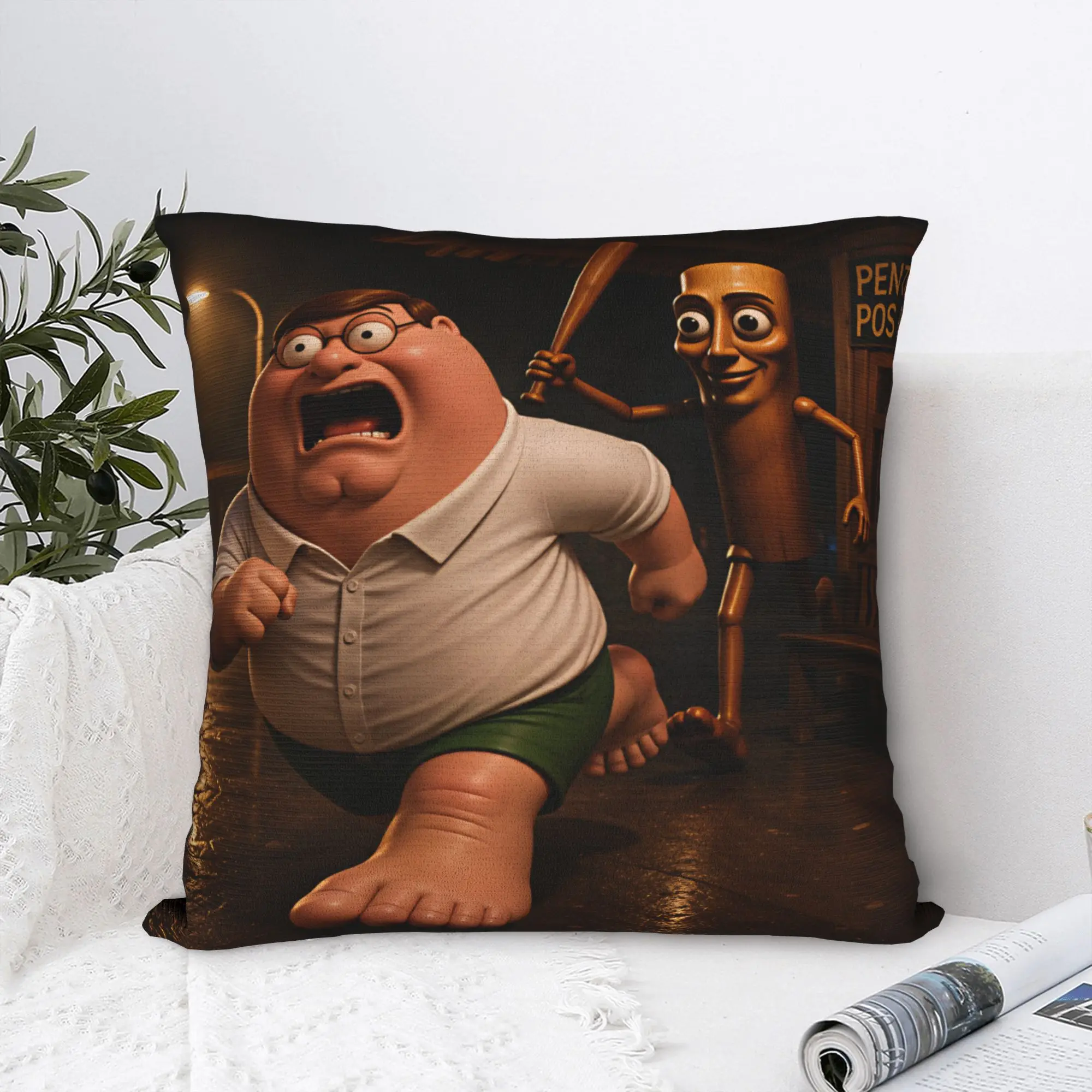 Tung Tung Sahur Baseball Bat Chase Funny Meme Pillow Cover Morden Pillow Case For Chair Sofa Home Decor Design Pillowcases Gift