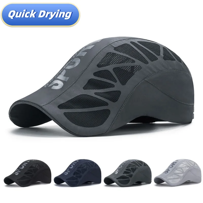 

﻿ Летняя быстросохнущая дышащая сетчатая кепка для бега с защитой от УФ-лучей, бейсболка для гольфа, мужская и женская спортивная кепка-берет с надписью