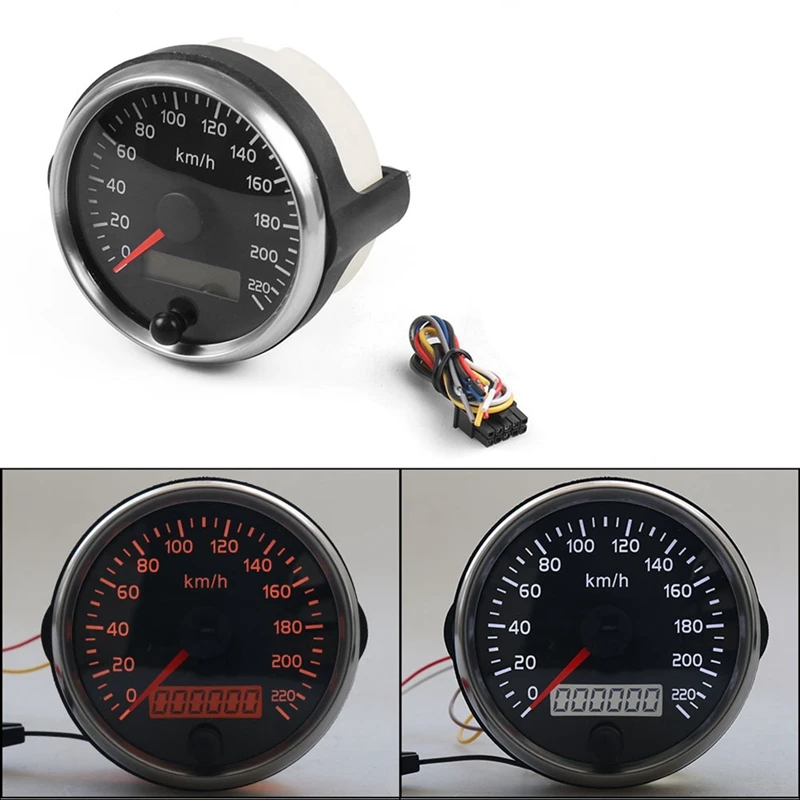 

Car Universal 85Mm Speedometer Odometer Dual Function LCD Panel Modified Car Speedometer 220Km/H