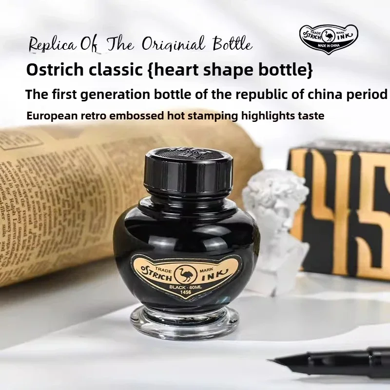 Ostrich 1456 Fountain Pen Ink Clog Free Non Carbon Ultra Black Ink Smooth Writing Calligraphy Business School Office Supplies