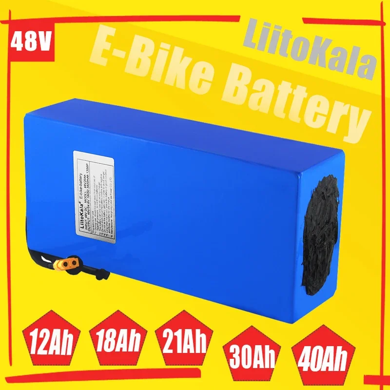 LiitoKala-Paquete de batería de litio para bicicleta eléctrica, pila de alta potencia de 48V, 40Ah, 20Ah, 30Ah, 15Ah, 24Ah, 28Ah, 18650