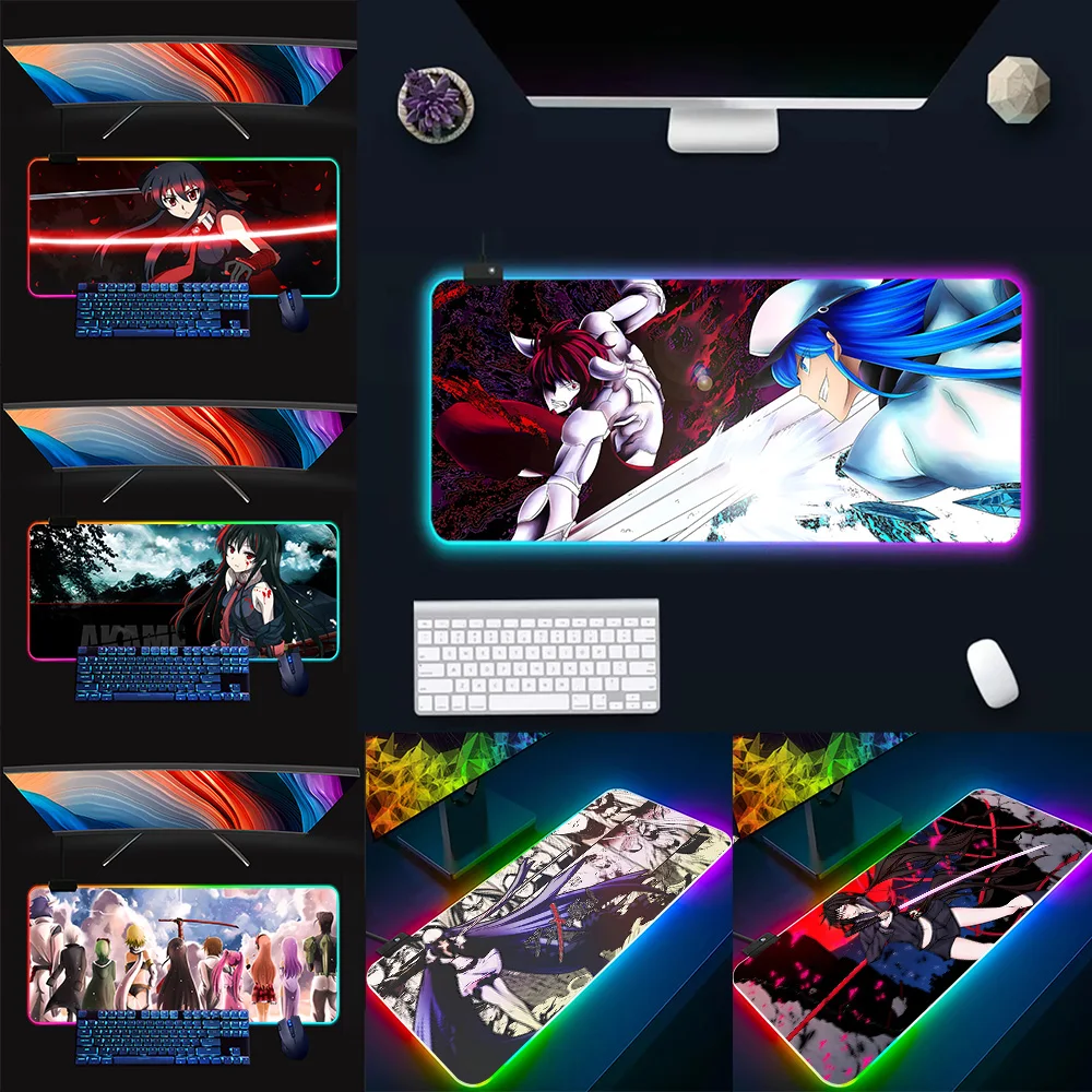 

Akame Ga Kill RGB Pc Gamer Keyboard Mouse Pad Mousepad LED Glowing Mouse Mats Rubber Gaming Computer Mausepad