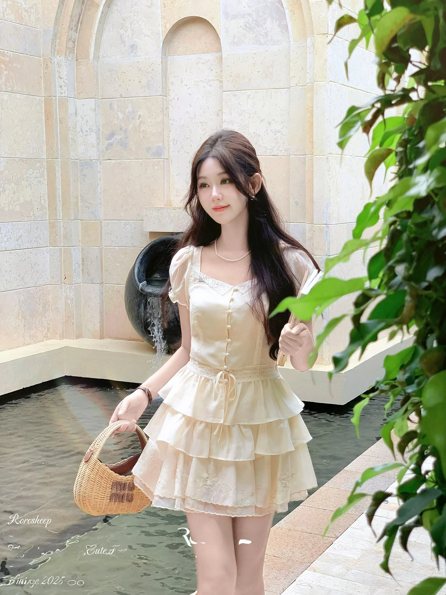 

Roro eep Exquisite Embroidery Heavy Work Silk Hollow out Lace Patchwork f Skirt Set Women's Faion Summer Autumn Outfit