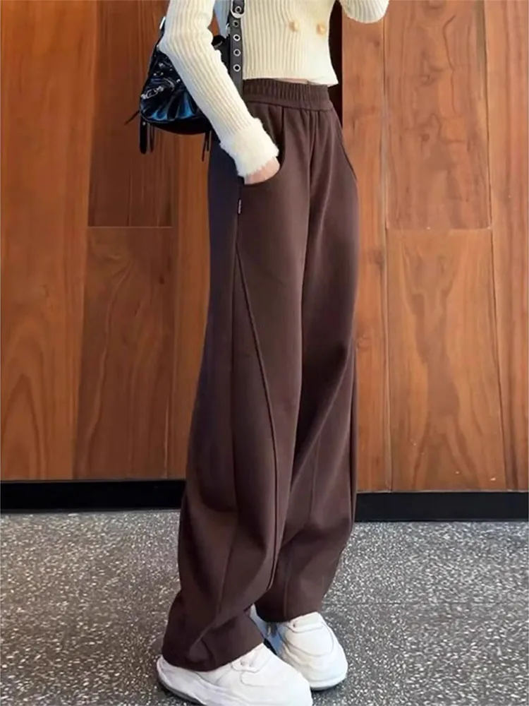 Pantaloni a banana a gamba dritta a vita alta plus Size Pantaloni sportivi casual a gamba larga da donna slim fit Pantaloni sportivi comodi