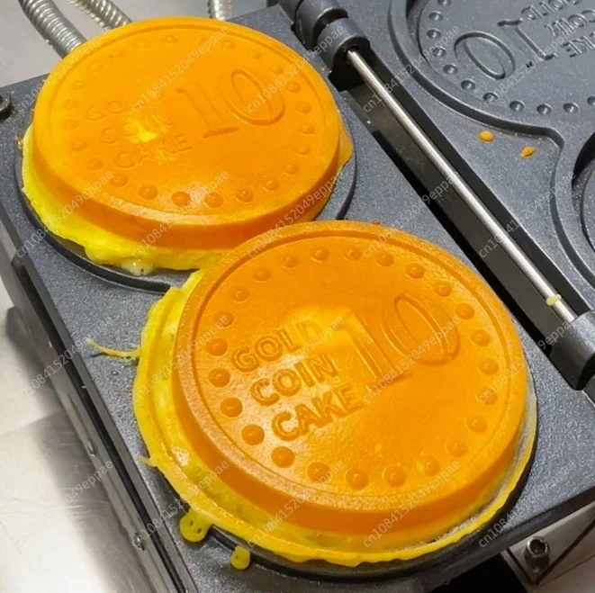 Electric Gold Coin Waffle Maker Bakery Machine Commercial Round Coin Waffle Molds  2-piece Round Coin Waffle Maker