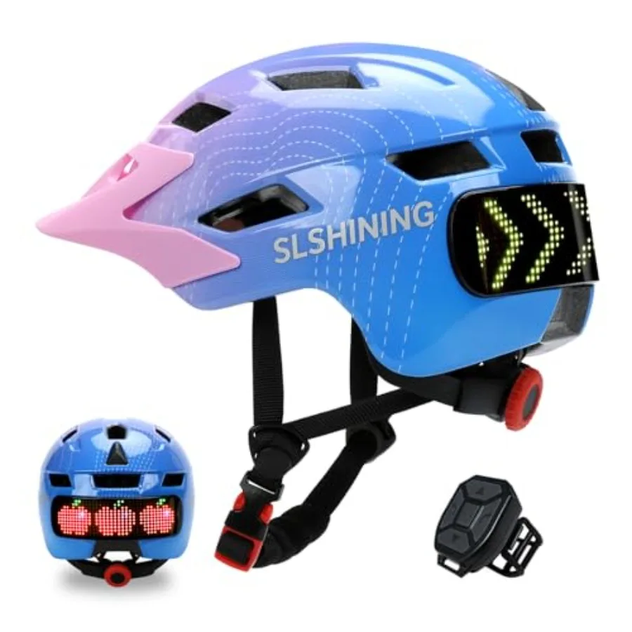 

Bike Helmet for Boys Girls 5-8 8-14 Boys Bicycle Helmets with LED Turnning/Stop Signals Girl Cycling Helmet for Lightweight Adj