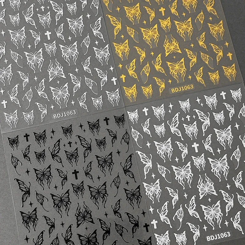 สติกเกอร์ติดเล็บลายผีเสื้อขนาดเล็ก 1 แผ่น ลายการ์ตูน 3 มิติ สำหรับตกแต่งเล็บผู้หญิง