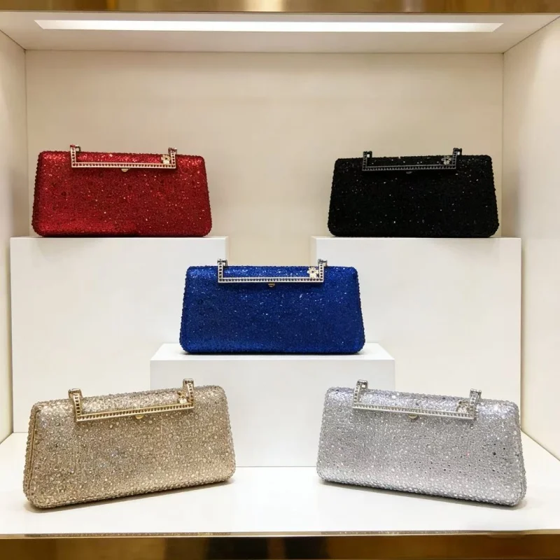 Women Royal Blue Rhinestone Evening Bag Luxury Ladies Formal Party Crystal Diamond Handbag Elegant Wedding Guest Clutch Purse view 6