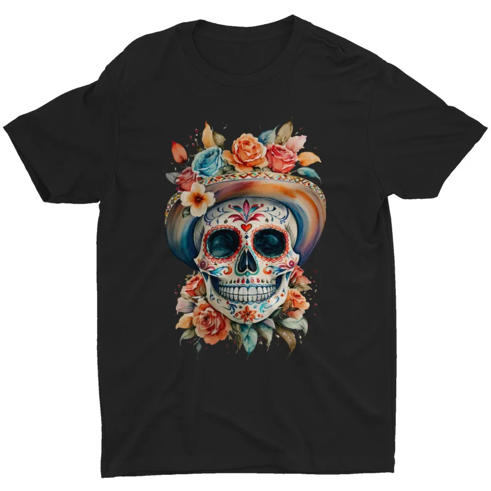 Day of The Dead Shirt Flower Sugar Skull T-shirt Day of The Dead Mexico T-shirt Vintage Classic Fashion Streetwear Cotton Tees