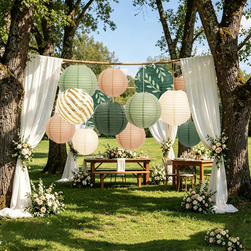 12PCS Sage Green Paper Lantern - đánh giá và giá Wedding Supply Rentals