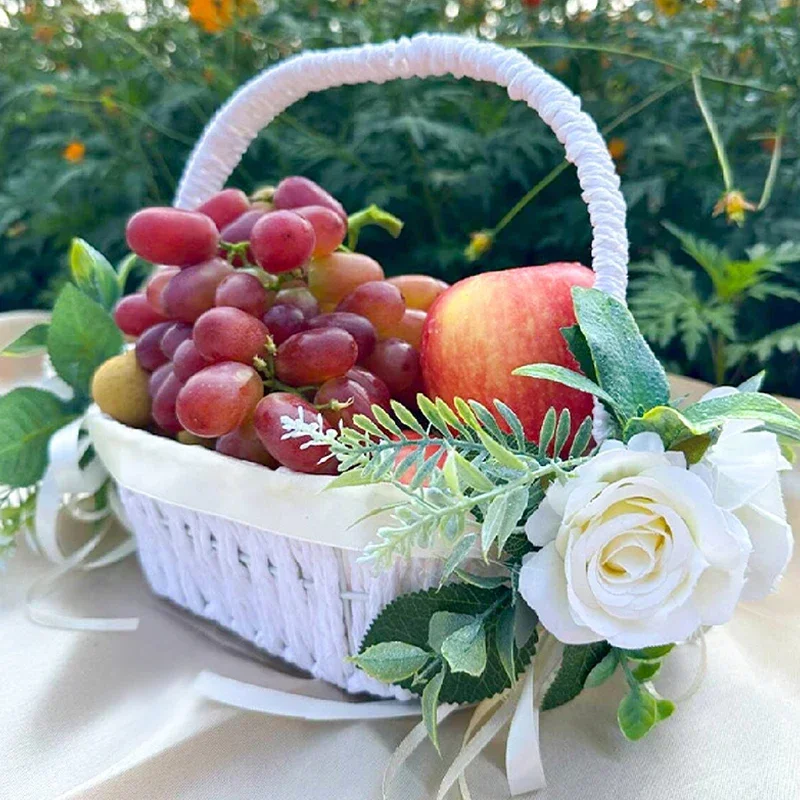 Mir de Rangement Tissé avec Poignée pour Fleurs de Mariage 1 Pièce, Décoration Rustique, Fruits, Bonbons, Jardin, Maison