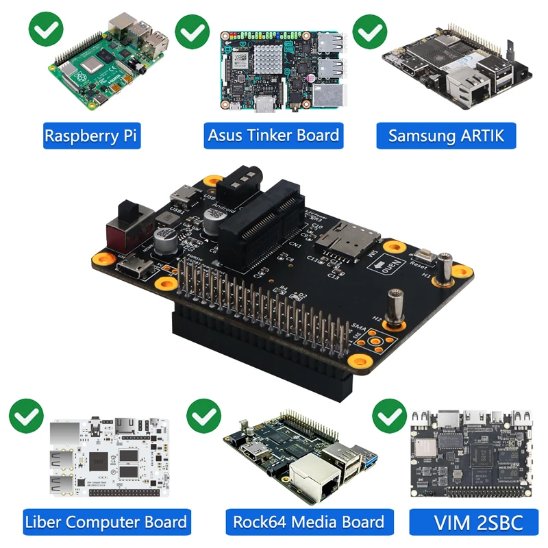 قبعة قاعدة PCI-E صغيرة إلى النوع C مع فتحة SIM نانو برأس 40Pin GPIO تدعم وحدة شبكة 3G/4G للوحة Raspberry Pi 4 Tinker #4