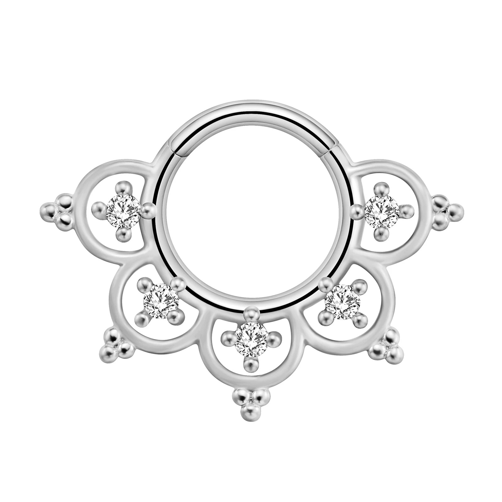 Stainless Steel Hinged Hoop Nose Rings with Butterfly Pattern