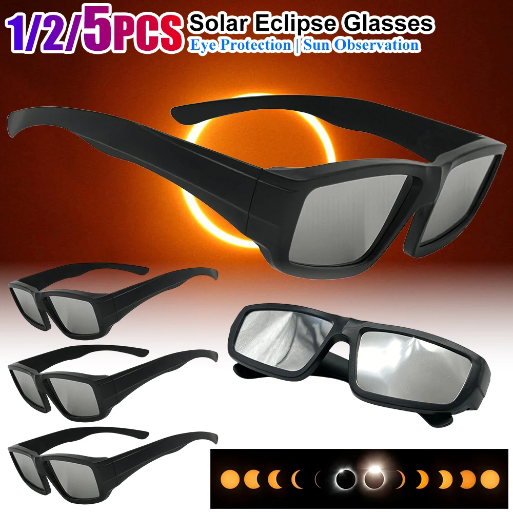 1/2/5PCS Solar Eclipse Glasses Safety Shade Sun Viewing Glasses Direct Sun Observation Eye Protection UV Resistant Sunglasses