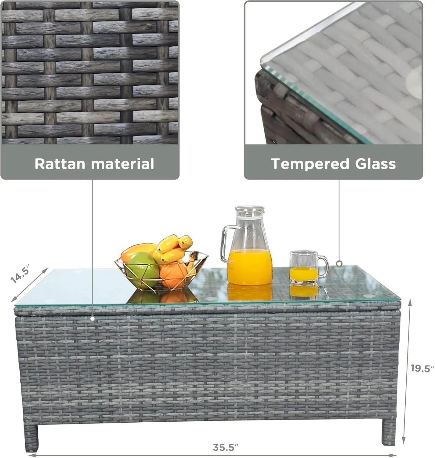 SUNVIVI Set furnitur teras, set luar ruangan 5 buah semua cuaca