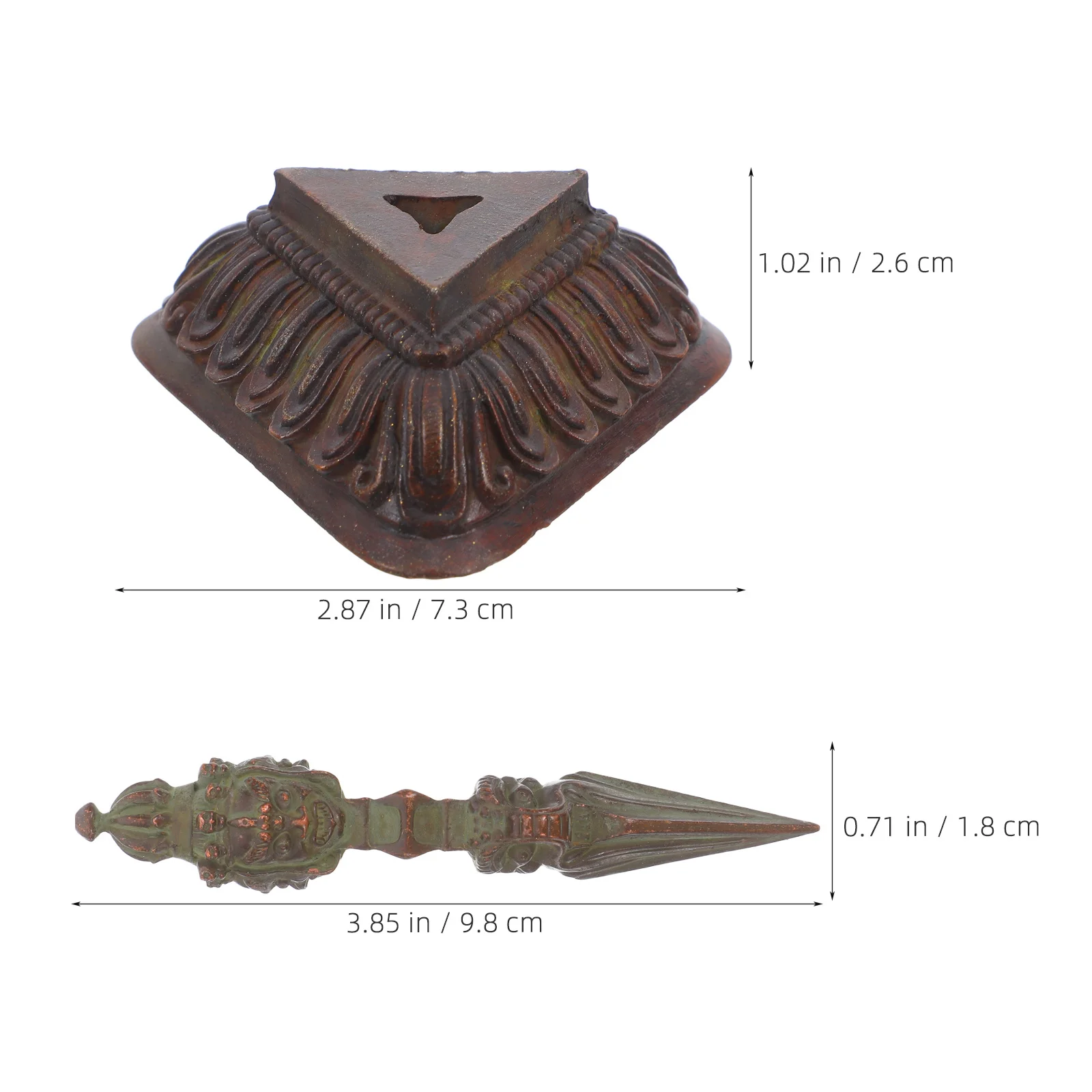 1 مجموعة البوذية التبتية فاجرا النحاس دورجي طقوس قطعة أثرية مع حامل ديكور المنزل البوذية رمز تمثال صغير #4