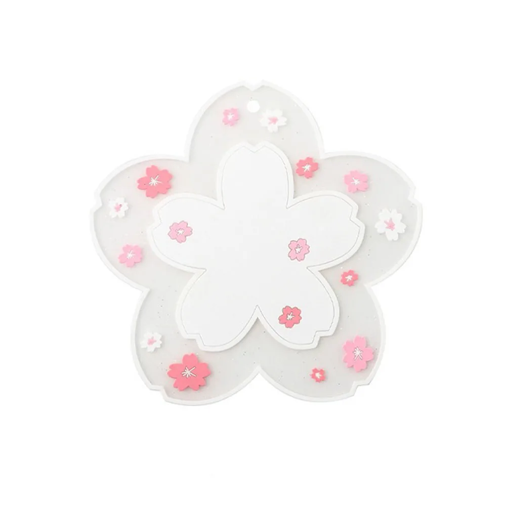 Cherry Blossom Silicone Cup Coaster Non-Slip Heat Insulation Mat for Coffee Tea Mug Cute Desktop Decorate Kitchen Table Placemat 5