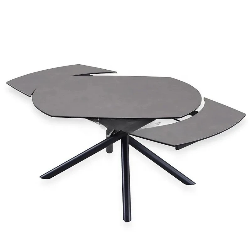 Luxury  Modern  Minimalist  Carly  Slab Extendable Oval Rotating Dining Table Chair Set for Living Room Home Kitchen Dining Room