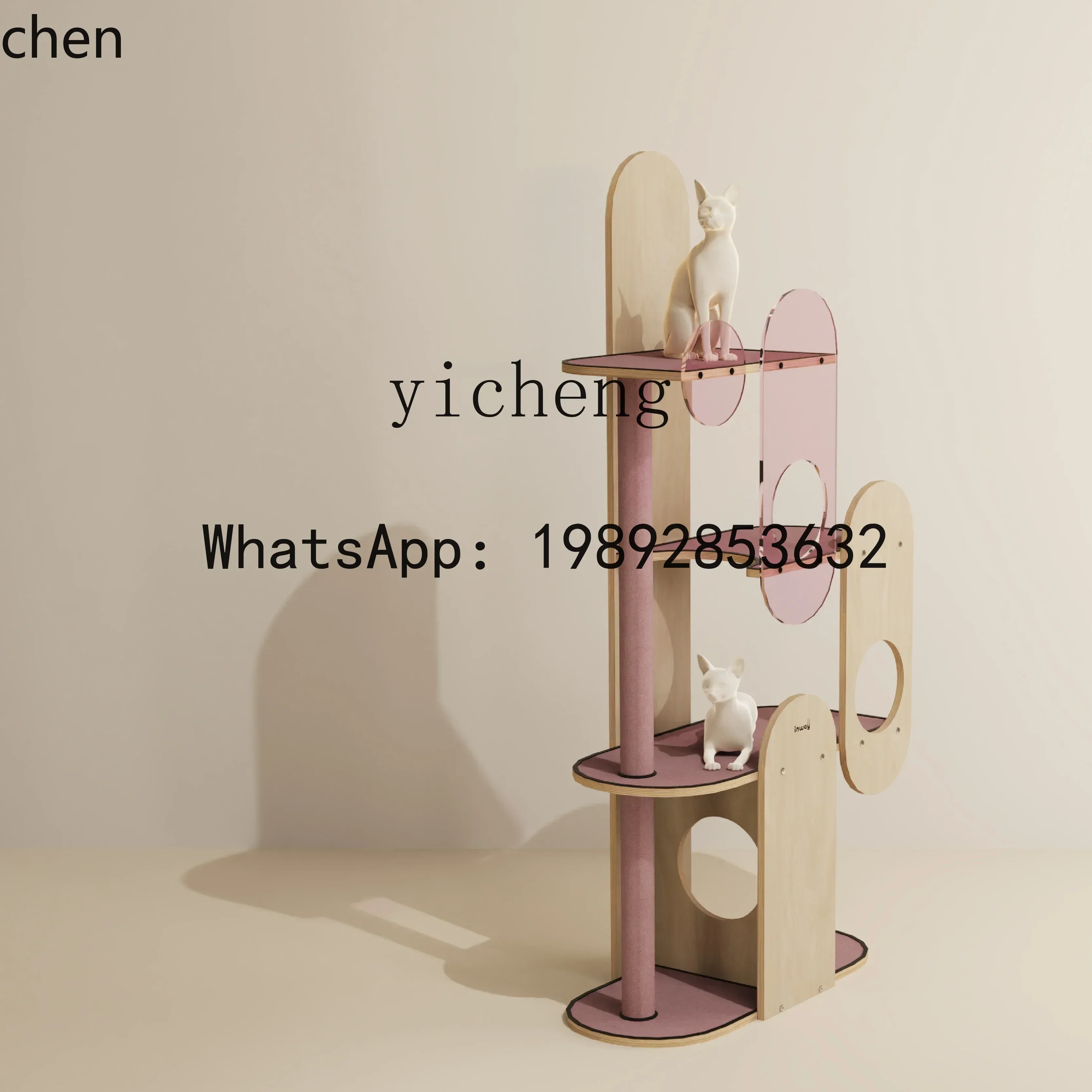 Kratka dla kota HT, wieża z kołyszą, platforma do skakania, solidne gniazdo, platforma panoramiczna, mała, do użytku domowego.