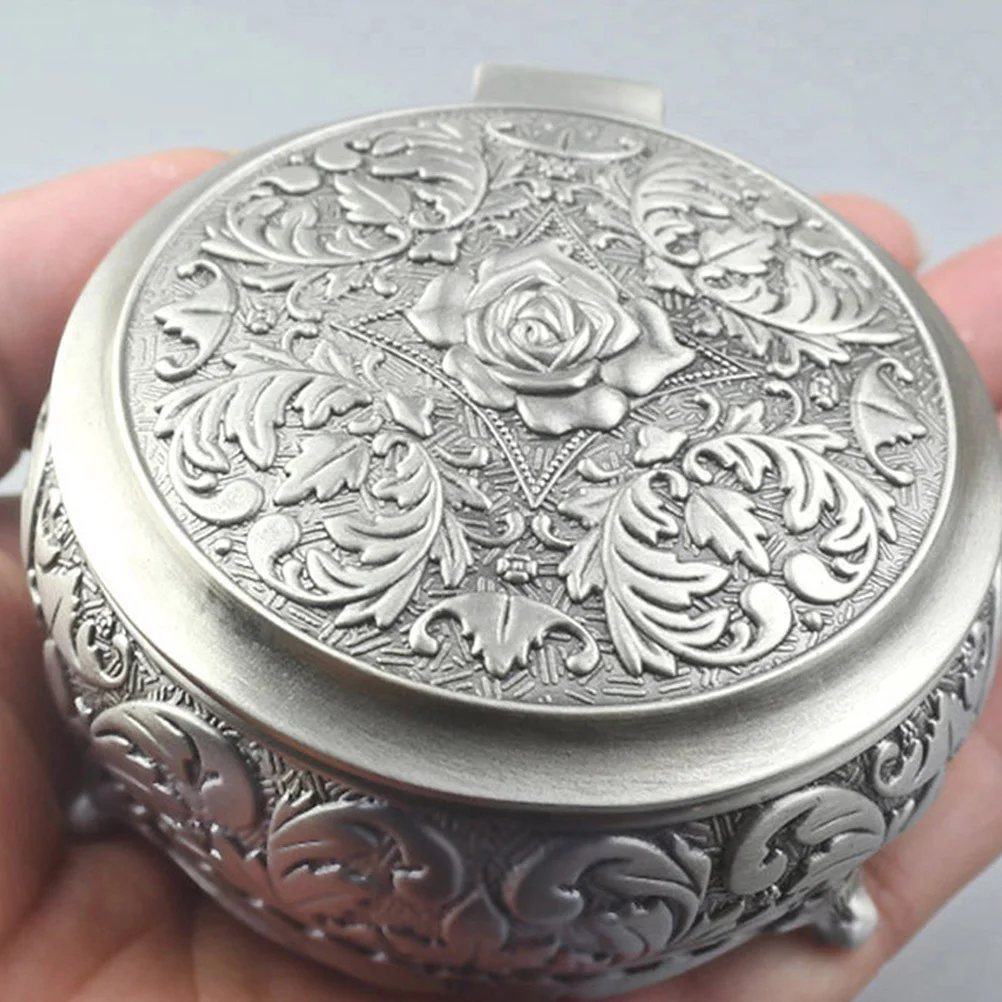 

1pc Vintage Jewelry Storage Case Zinc Alloy Organizer Portable Travel Case For Earrings Rings Necklaces Bracelets Desktop Holder
