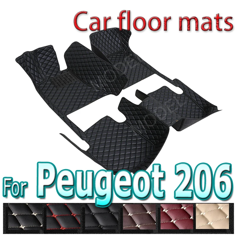 Car Floor Mats For Peugeot 206 206+ 1998~2013 Carpets Rugs Luxury Leather Mat Interior Parts Car Accessories 1999 2000 2001 2002