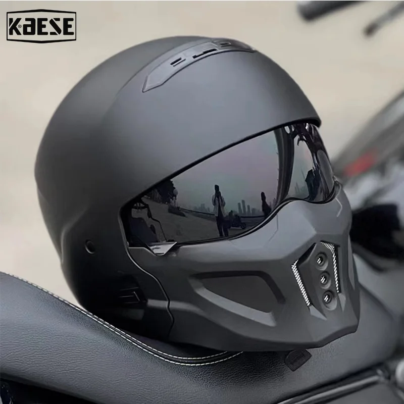 Estilo clássico preto fosco escorpião capacete destacável multi-purpose combinação motocicleta locomotiva capacete de moto masculino