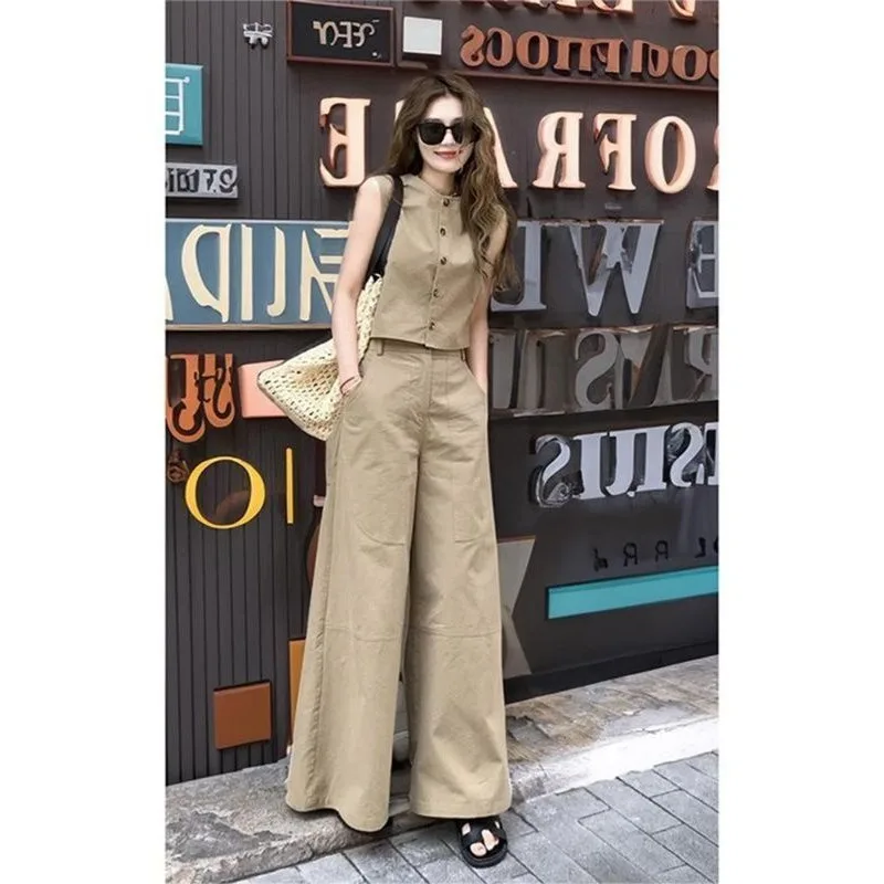Single /Pant Sets, Summer New Fashion and Thin Foreign Top, Casual Temperament, High-end Pants Two-piece Set, Trendy Women，loose