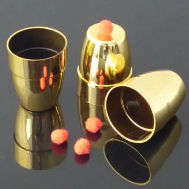 Plastic Ballen Met Drie Kopjes (Goud/Zilver Kleur beschikbaar Dia 4.9*H6cm) Goocheltrucs Verschijnen Vanish Ballen Magia Close Up Gimmick Prop