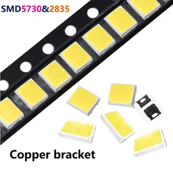 100pcs led smd 5730 or 2835 Copper LED COB Chip Lamp Beads 0.5W Led lighting interior replacement parts For led round board bulb