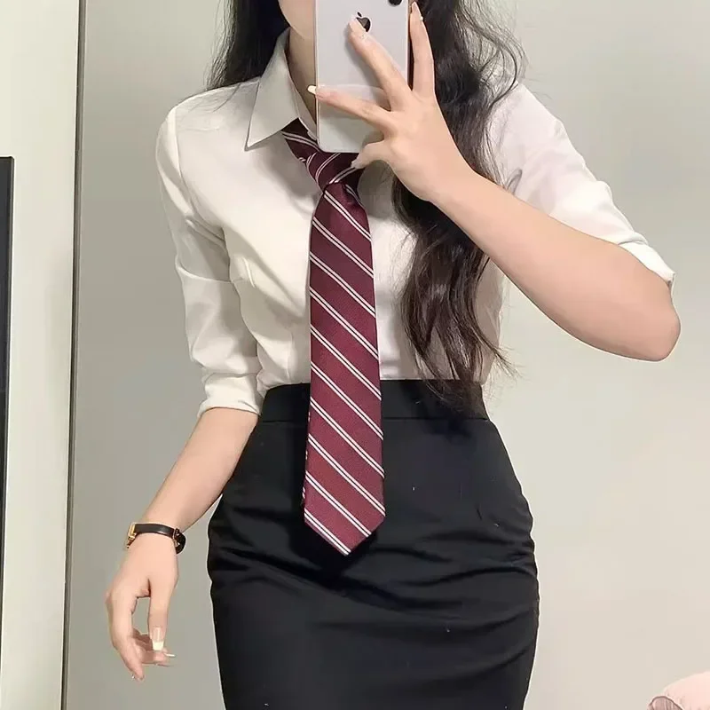 FANAN Preppy نمط قمصان بيضاء المرأة الكورية ضئيلة طويلة الأكمام مكتب قميص السيدات 2025 الربيع زر على الموضة التلبيب بلوزة قصيرة