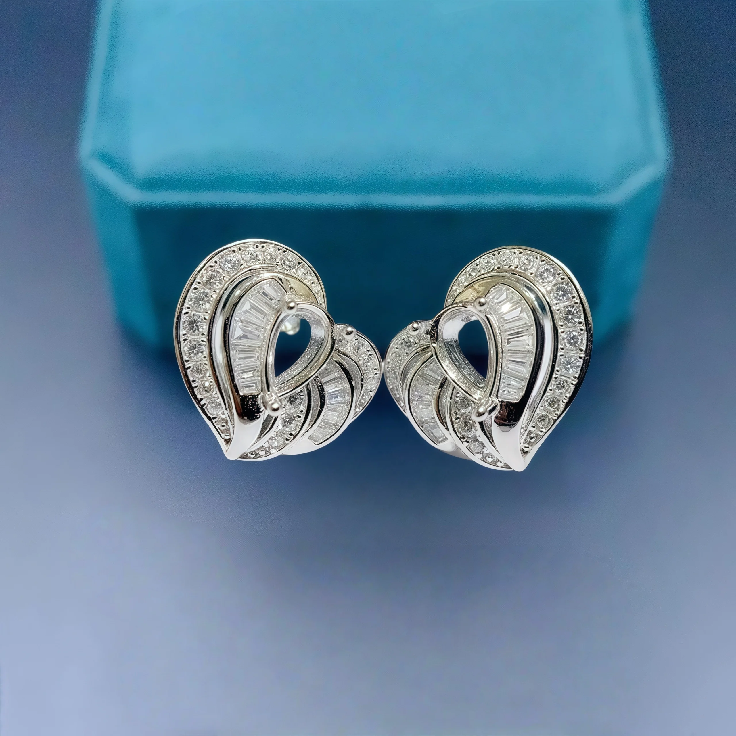 

Модные серьги в форме сердца «сделай сам», пустой держатель, стерлинговое серебро S925, установка 4*6 мм, капли воды, камень, изысканные очаровательные ювелирные изделия для женщин