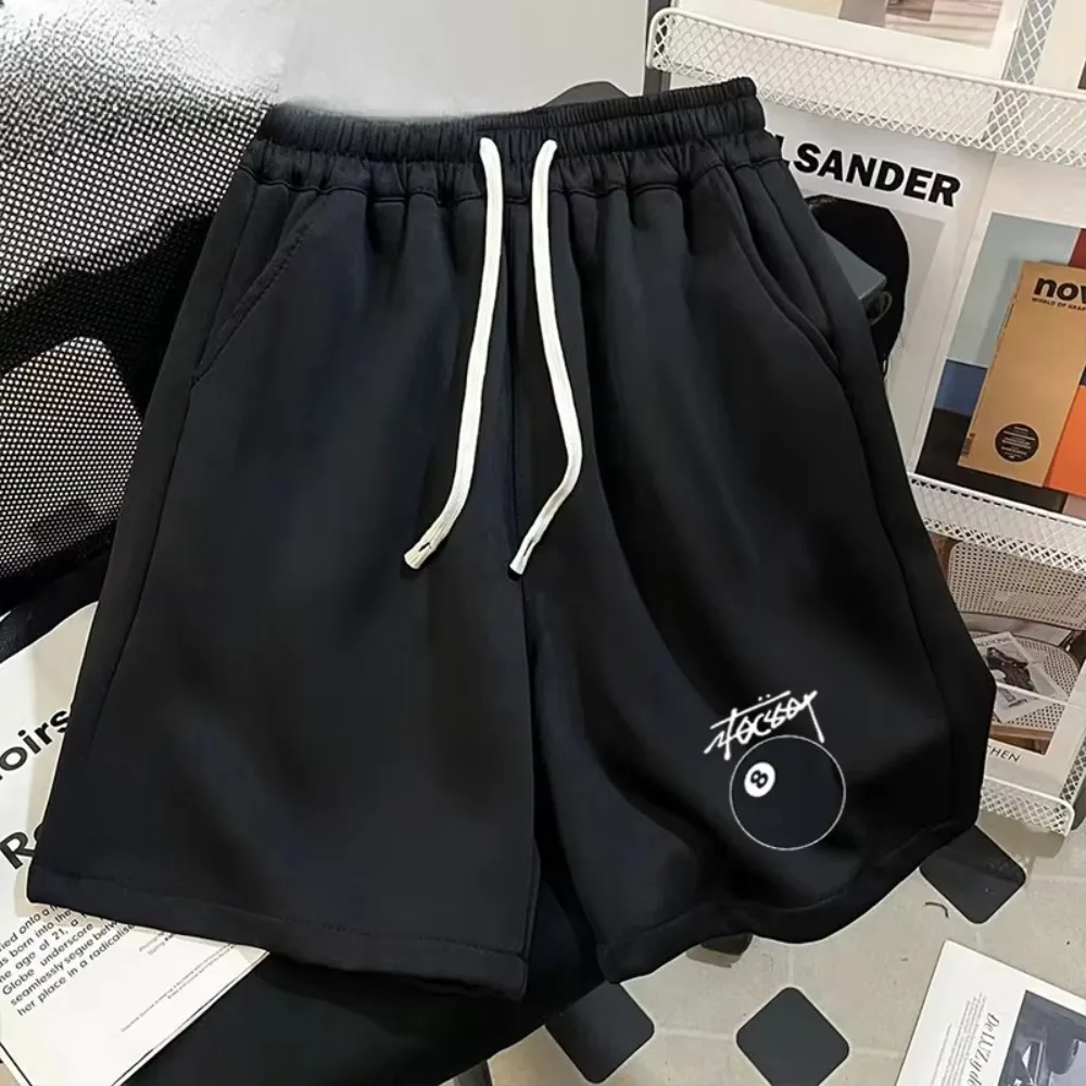 

Модные брендовые черные шорты с восемью принтами в американском стиле High Street, мужские и женские летние модные свободные спортивные брюки с пятью точками