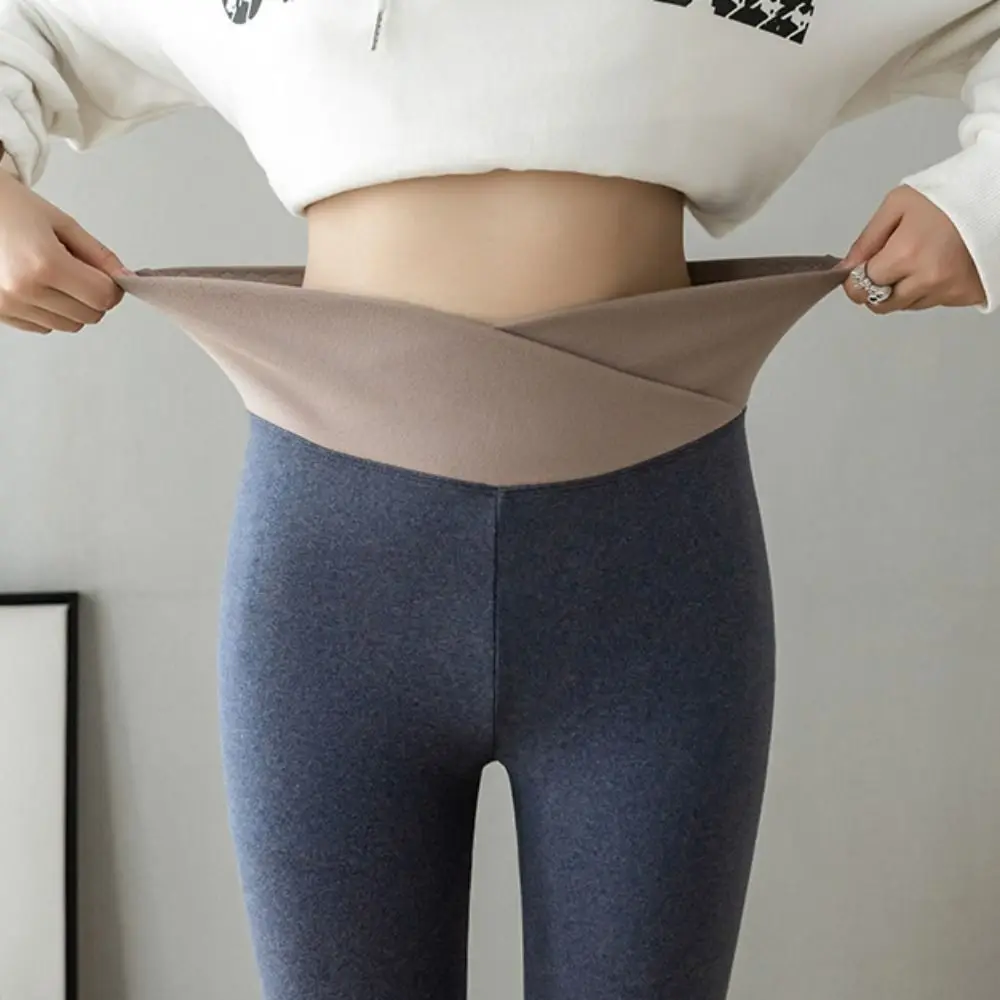 Fashion Solid Color Women Leggings Autumn Winter Thickened Underpants Warm Slim Fit Long Pants