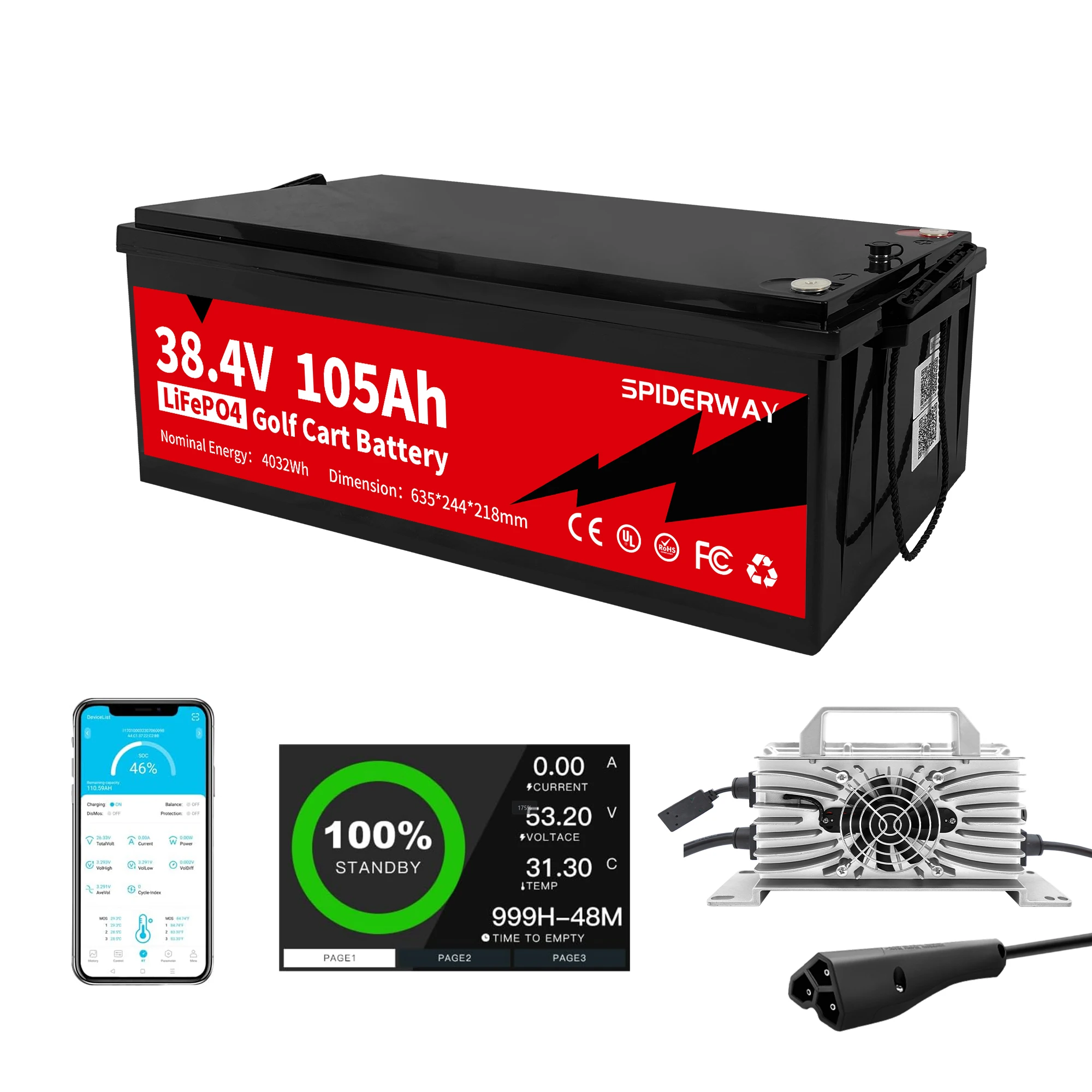 

36V LiFePO4 100AH Lithium Battery Golf Cart EV RV Off Grid Solar 6000+ Cycle