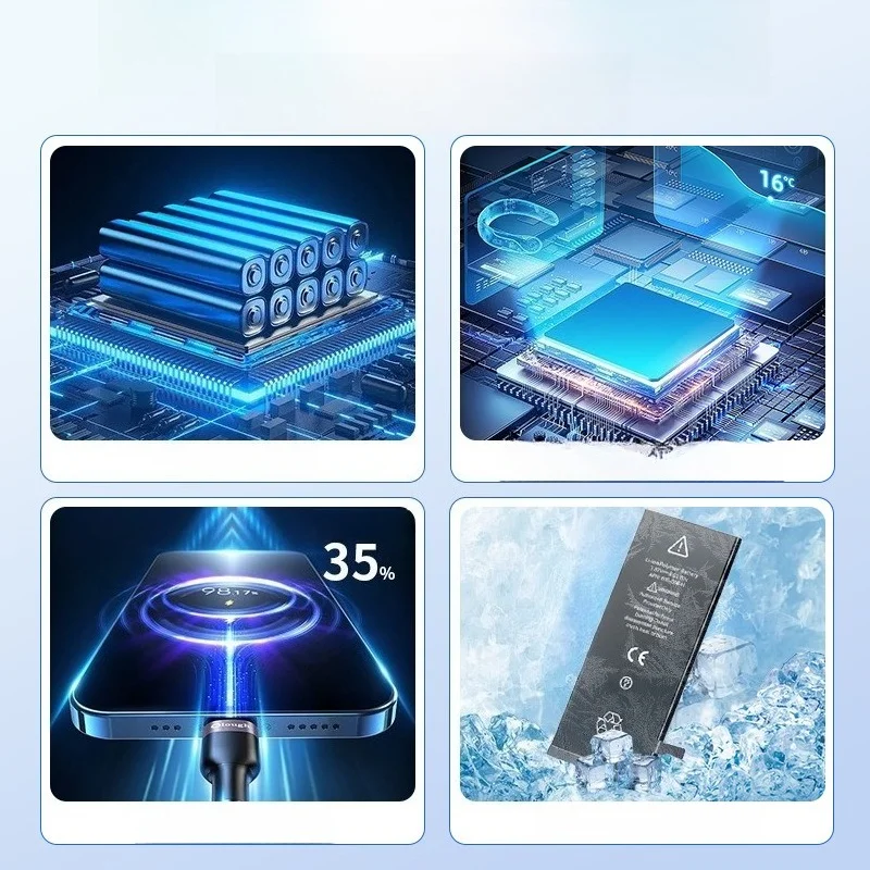 아이폰 12/11/X/8/7/6s/5s용 6980mAh 고용량 배터리, 장시간 지속되는 리튬이온 교체 배터리