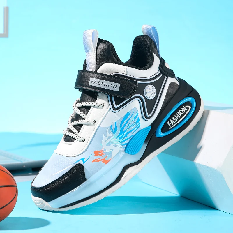 

2024 New Leather Teenagers Basketball Shoes Comfortable High-quality Children Sneakers Fashion Comfortable Basketball Sneakers