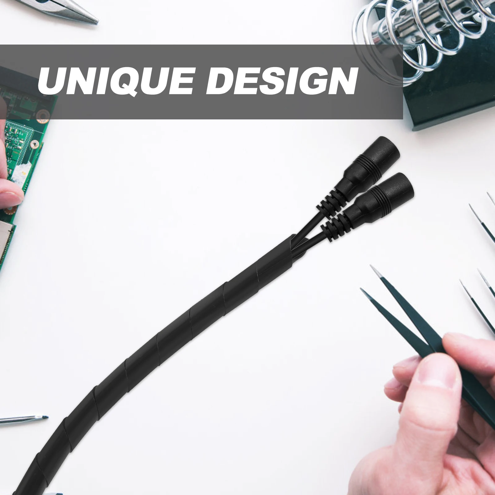 

11M PE 8mm Black Polyethylene Spiral Cable Wrap Cable Management Sleeve Wire Organizer Home Office Factory Use