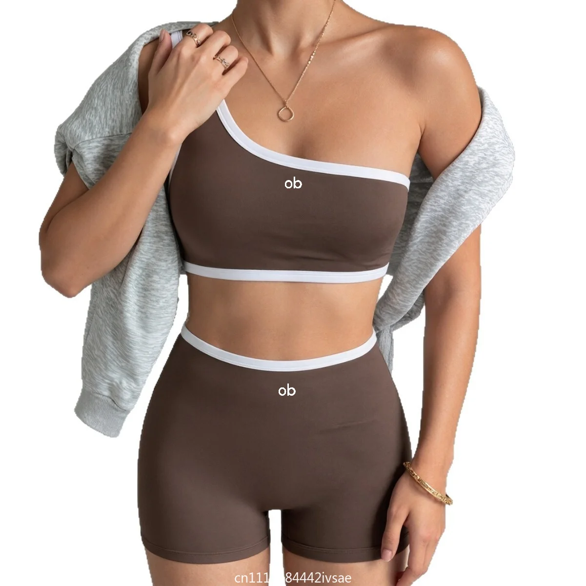 2026 New Women's Sleeveless Clothing Cross-Border Yoga Sportswear Set Single-Shoulder Outdoor Running Fitness Backless Shorts