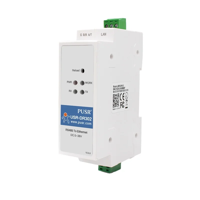 

USR-DR302 Последовательный преобразователь RS485 в Ethernet TCP IP на DIN-рейку Поддержка шлюза Modbus Двунаправленная прозрачная передача