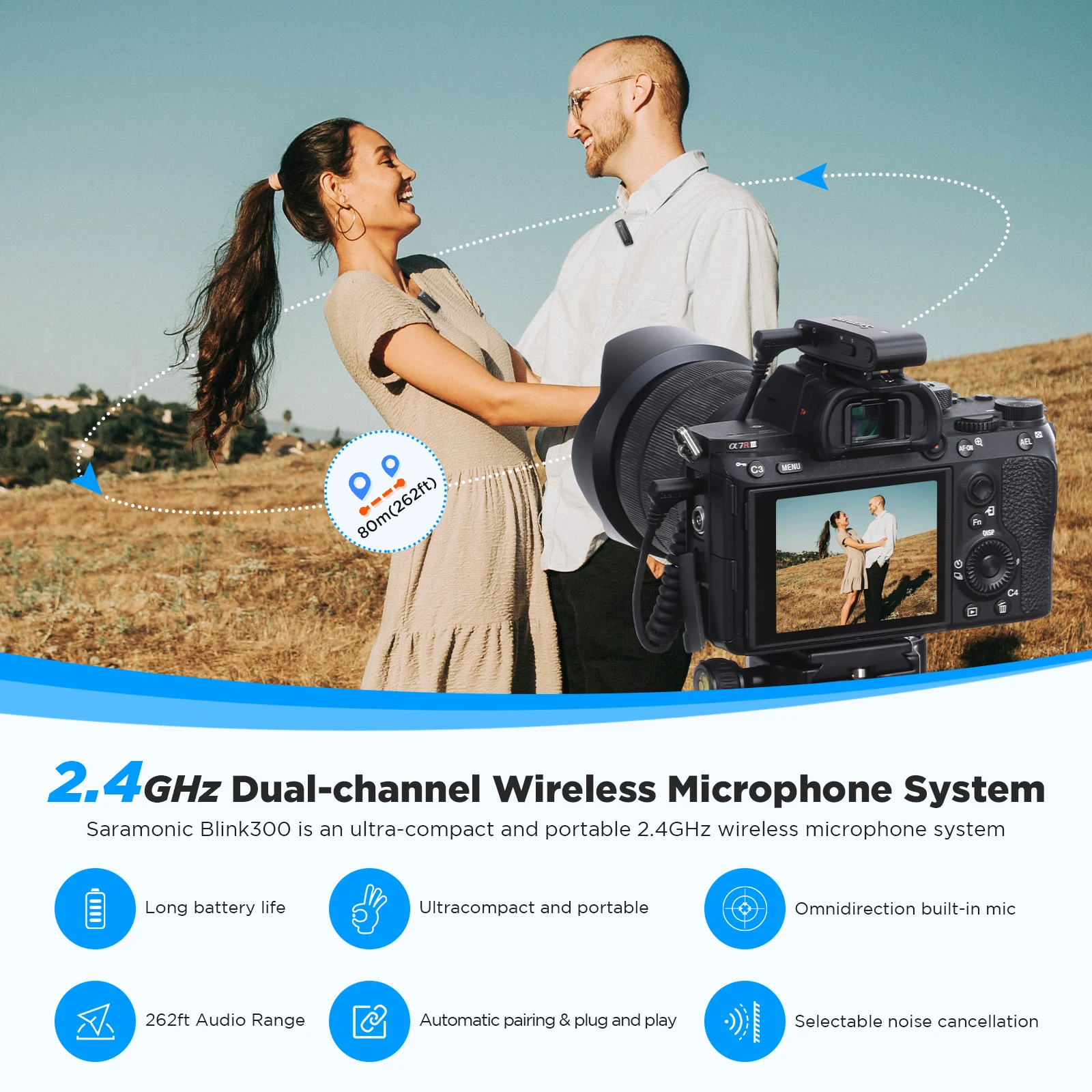 Saramonic Wireless Lavalier Microphone for iPhone Android DSLR Cameras PC Laptop Youtube Recording Live Streaming Vlog Blink300 view 2