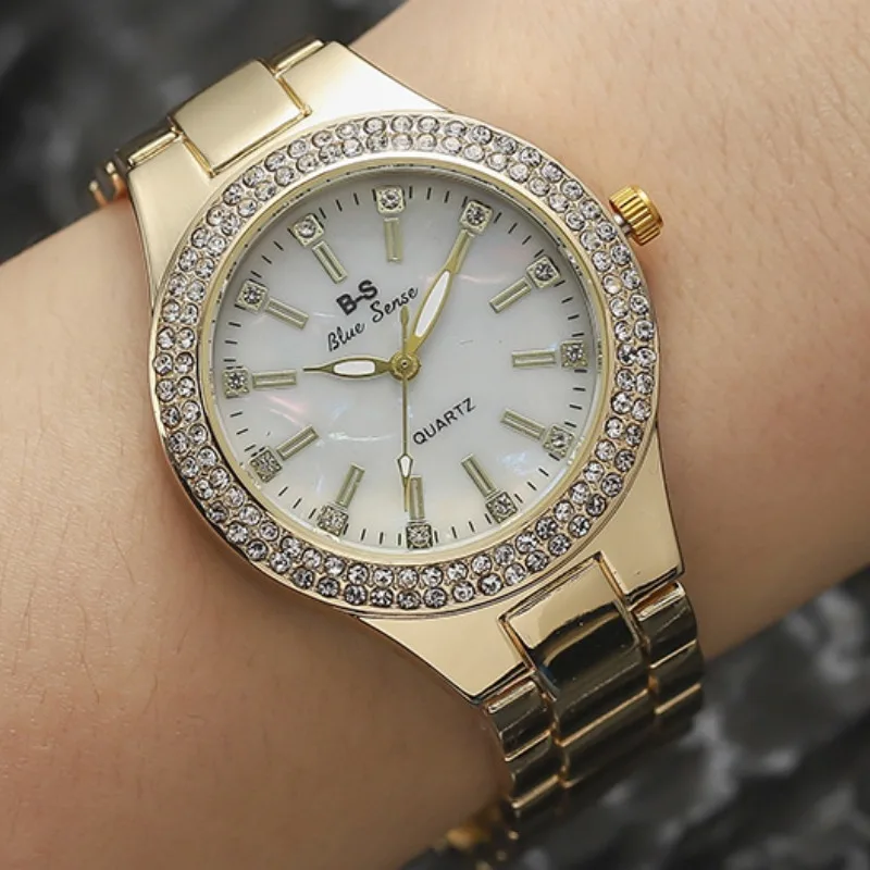 

Роскошные золотые женские часы из нержавеющей стали с кристаллами, женские кварцевые наручные часы, модные лучшие брендовые женские повседневные часы