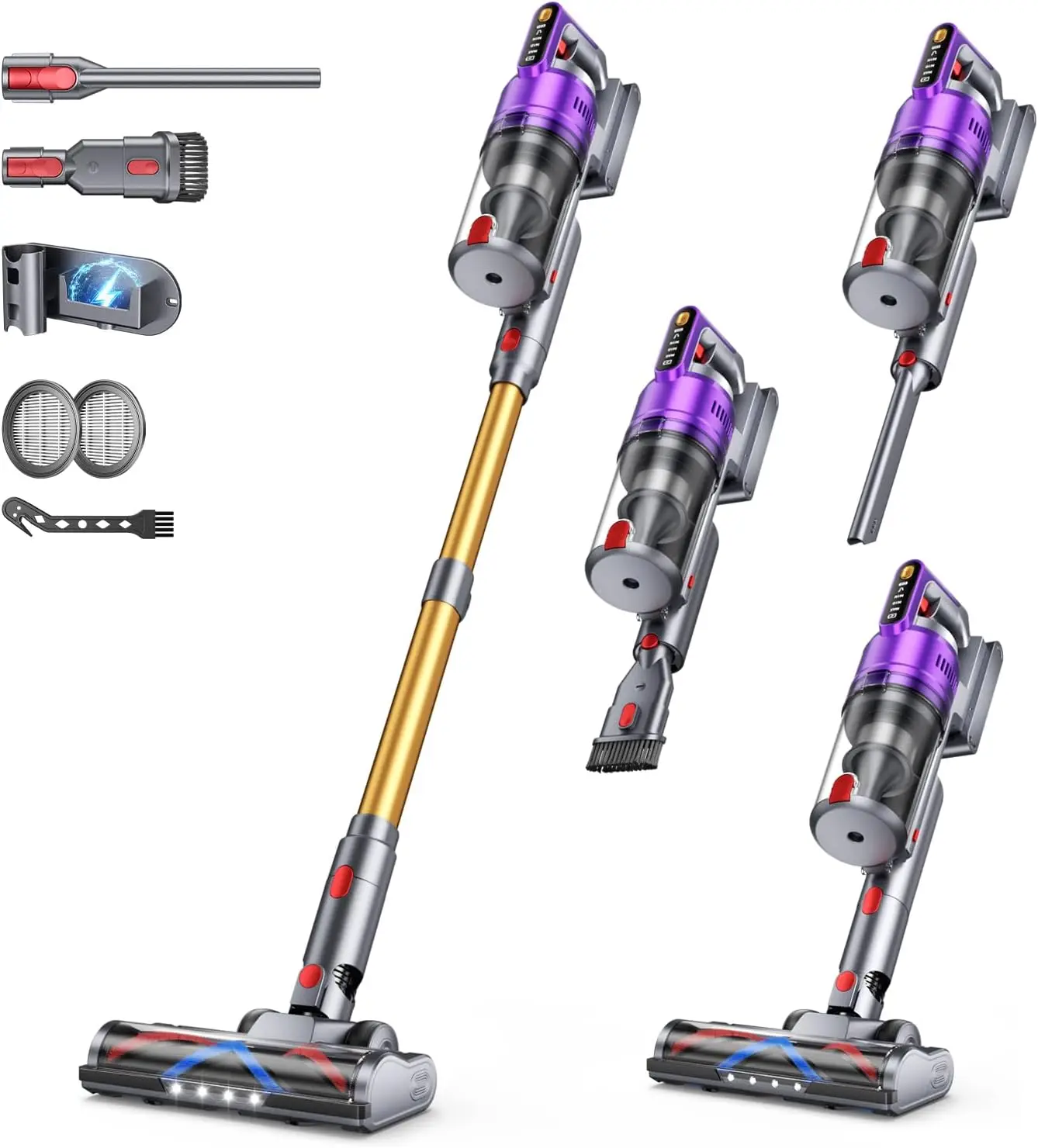 

Беспроводной пылесос 680 Вт, 55 кПа, до 75 минут работы, с защитой от запутывания волос, для твердых полов, ковров, шерсти животных